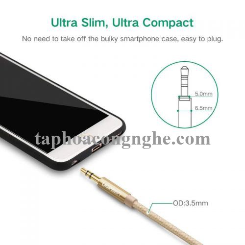 Ugreen 30808 0.5M màu Vàng Cáp âm thanh 2 đầu 3.5mm dương AV112 30030808